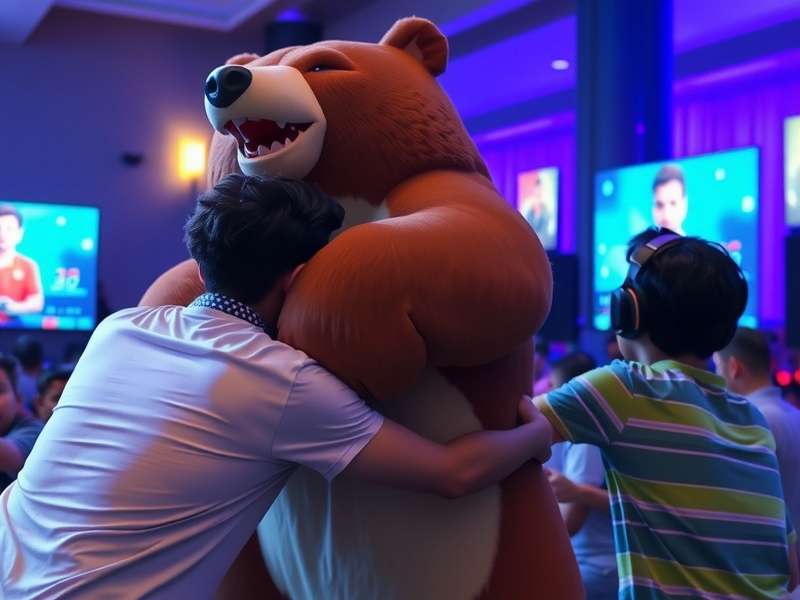 Powerful Bear Hug game screenshot showing bear character hugging players